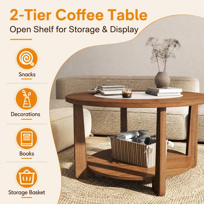 2-Tier Coffee Table Open Shelf for Storage & Display

- Snacks
- Decorations
- Books
- Storage Basket