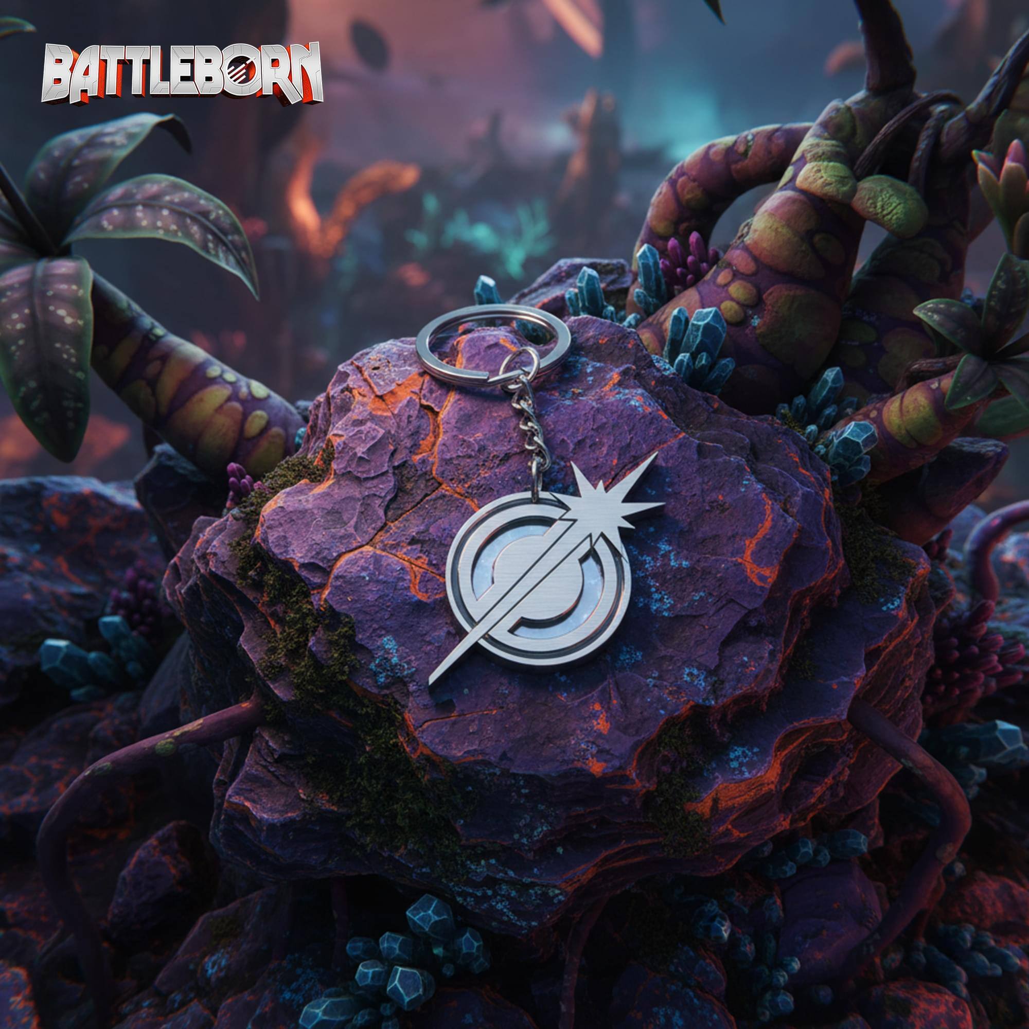 Alt View 3. Gaya Entertainment - Battleborn "Last Light Consortium" Logo Metal Keychain - Silver.