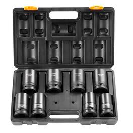 VEVOR - 1" Drive Impact Socket Set, 8 Piece Deep Socket Set Metric 27-41mm, 6 Point Cr-Mo Alloy Steel,Easy-to-Read Size Markings - Black