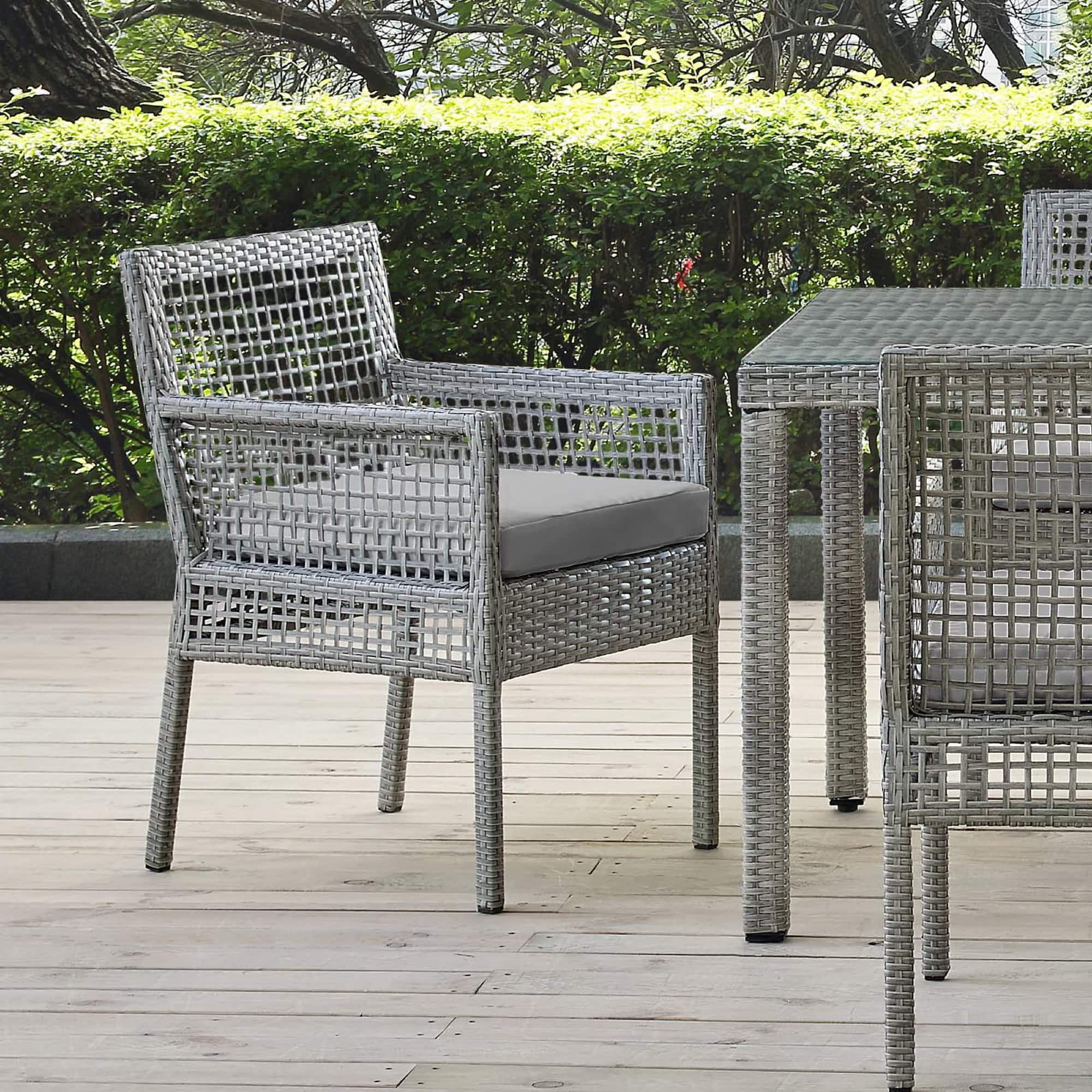 Aura Outdoor Patio Wicker Rattan Dining Armchair by Modway - Gray Gray