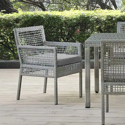 Front. Modway - Aura Outdoor Patio Wicker Rattan Dining Armchair by Modway - Gray Gray.