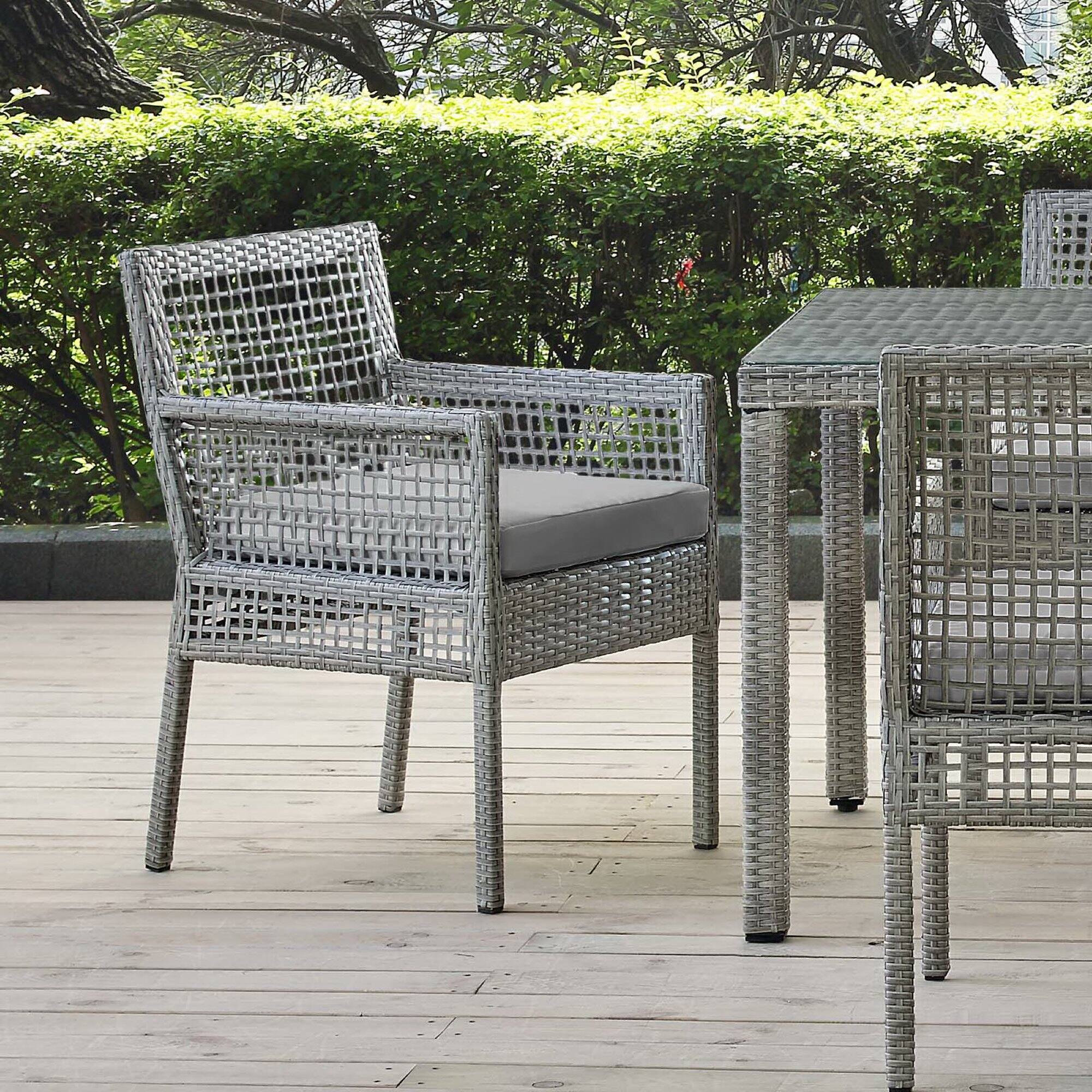 Front. Modway - Aura Outdoor Patio Wicker Rattan Dining Armchair by Modway - Gray Gray.