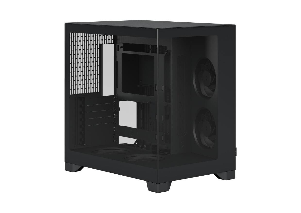 Left. Fractal Design - Fractal Design Pop 2 Vision Black - Dual-Chamber Case with Glass Panels, 4 Fans, E-ATX Support - Black.