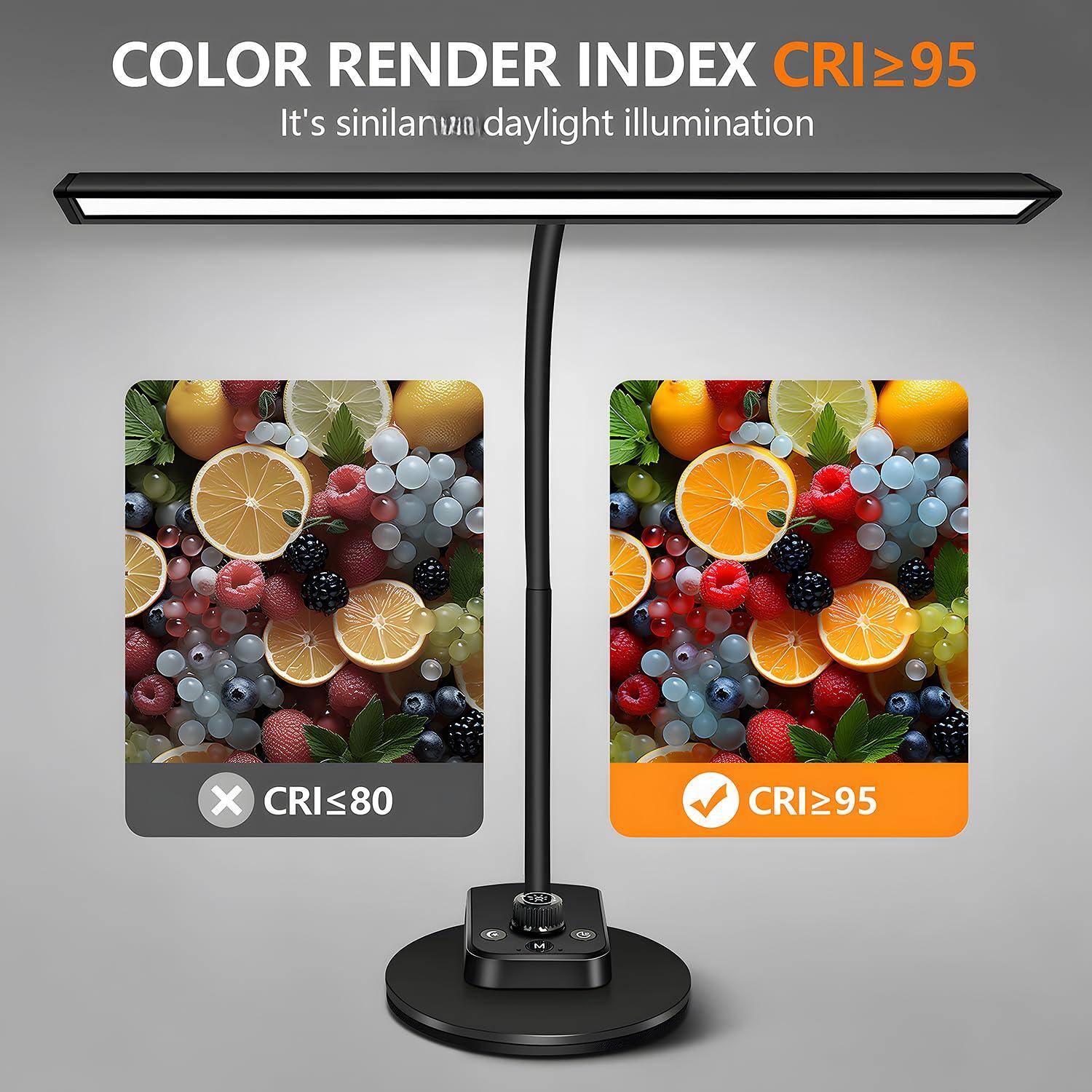 COLOR RENDER INDEX CRI≥95  
It's sinilanan daylight illumination  

CRI≤80  
CRI≥95