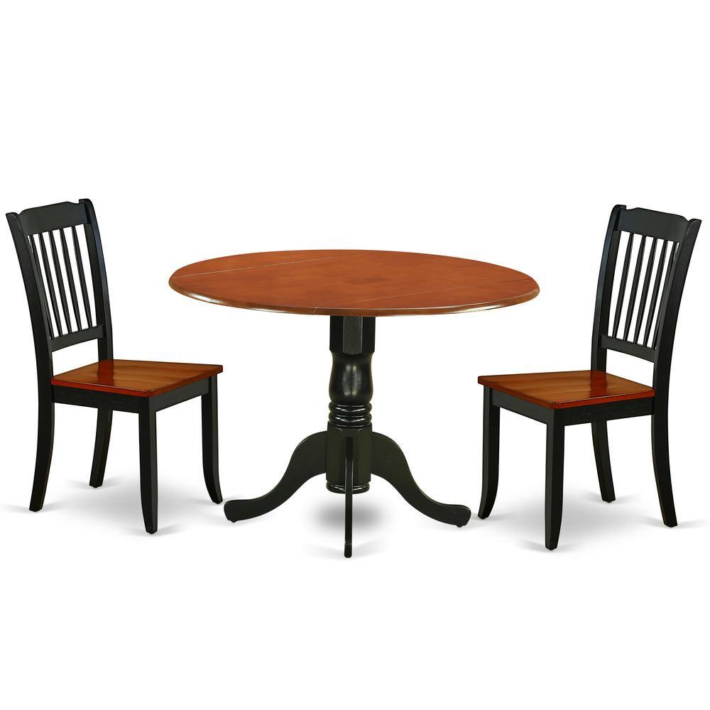 Back. East West Furniture - Dining Room Set Black & Cherry - Brown.