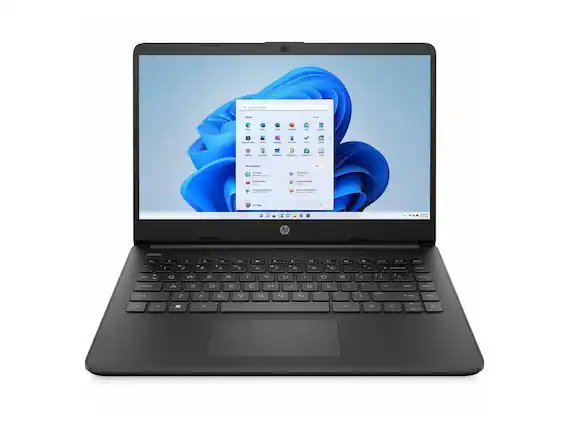 Front. HP - HP 14-dq3525nr 14" Touchscreen Laptop N4500 4GB 64GB eMMC W11Hs BH0K9UAABA - Jet Black.