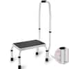 Front. VEVOR - Step Stool 1-Step 330lbs Capacity, 3 Adjustable Height with Handle Steel Step Ladder - White.