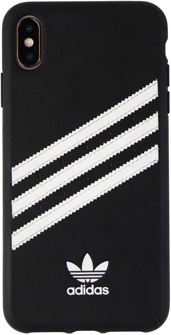 Angle. adidas - Adidas 3-Stripes Snap Case for iPhone Xs Max - black with white stripes.