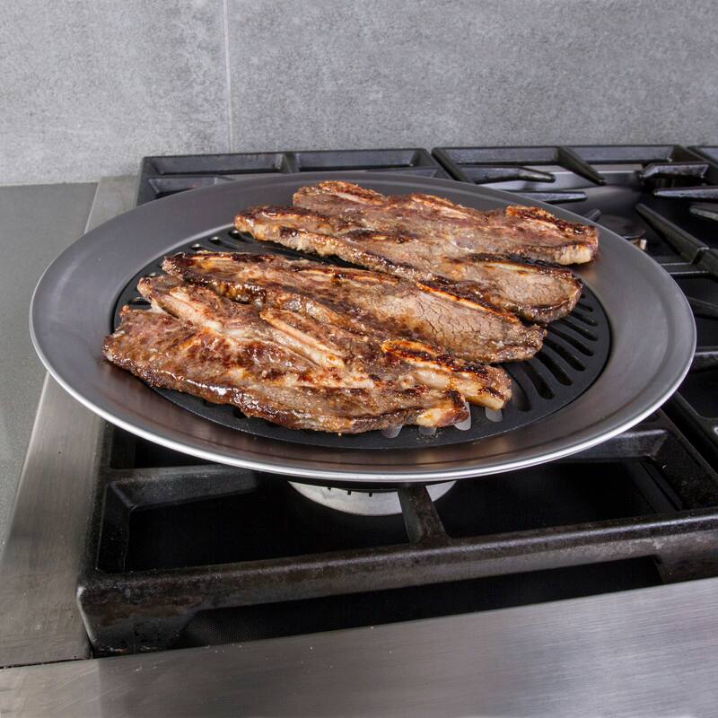 Alt View 1. Kitchen + Home - Stove Top Grill - Smokeless Nonstick Indoor Grill - silver.