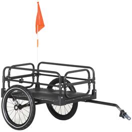 Aosom - Bike Cargo Trailer Bike Wagon Bicycle Trailer with Suspension, Triple Safety Features, 16'' Wheels, 88 lbs Max Load - Black