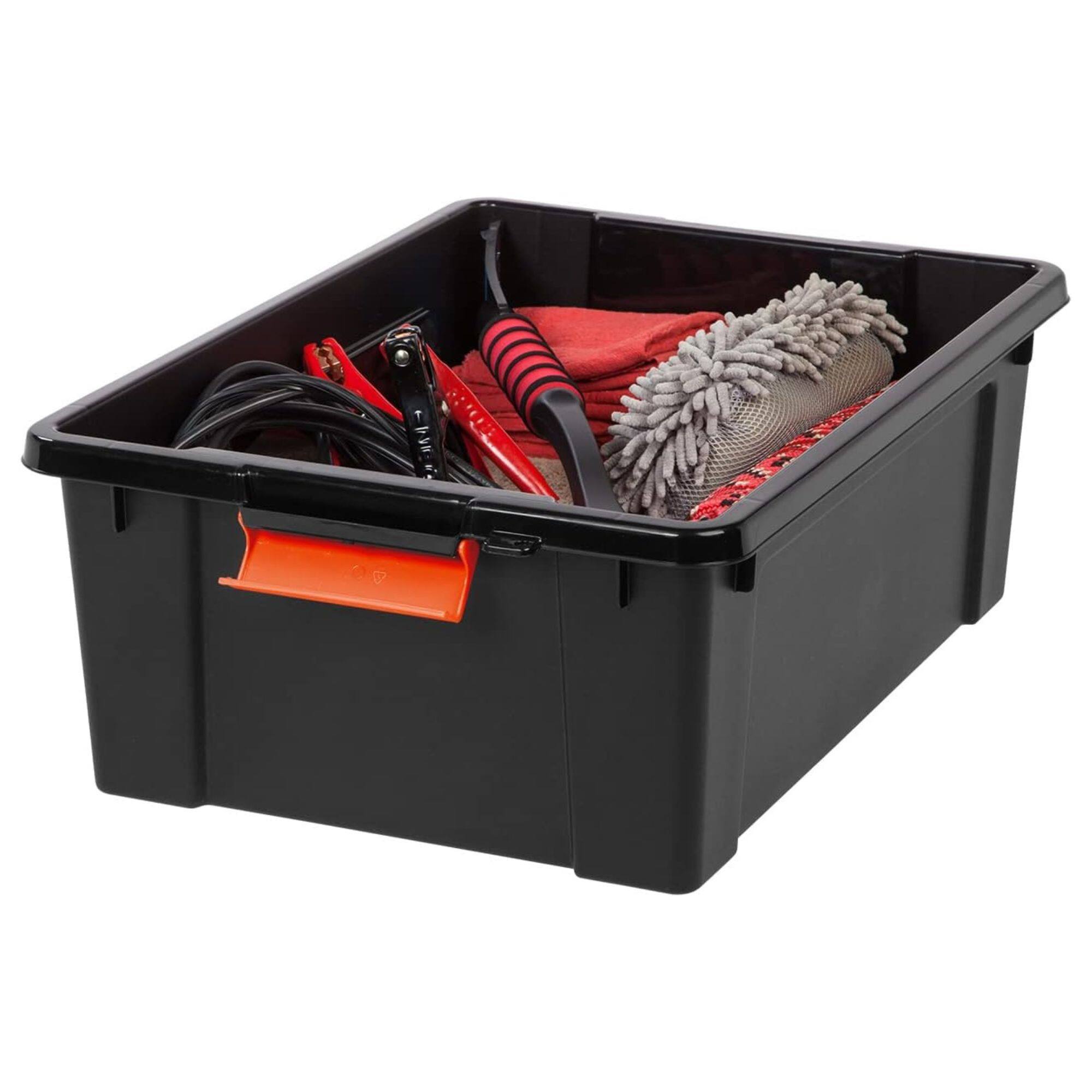 Alt View 7. IRIS USA - IRIS USA 2 Pack, 12 Gal Lockable Storage Bins Stackable Containers, Black/Orange - Black, Orange.