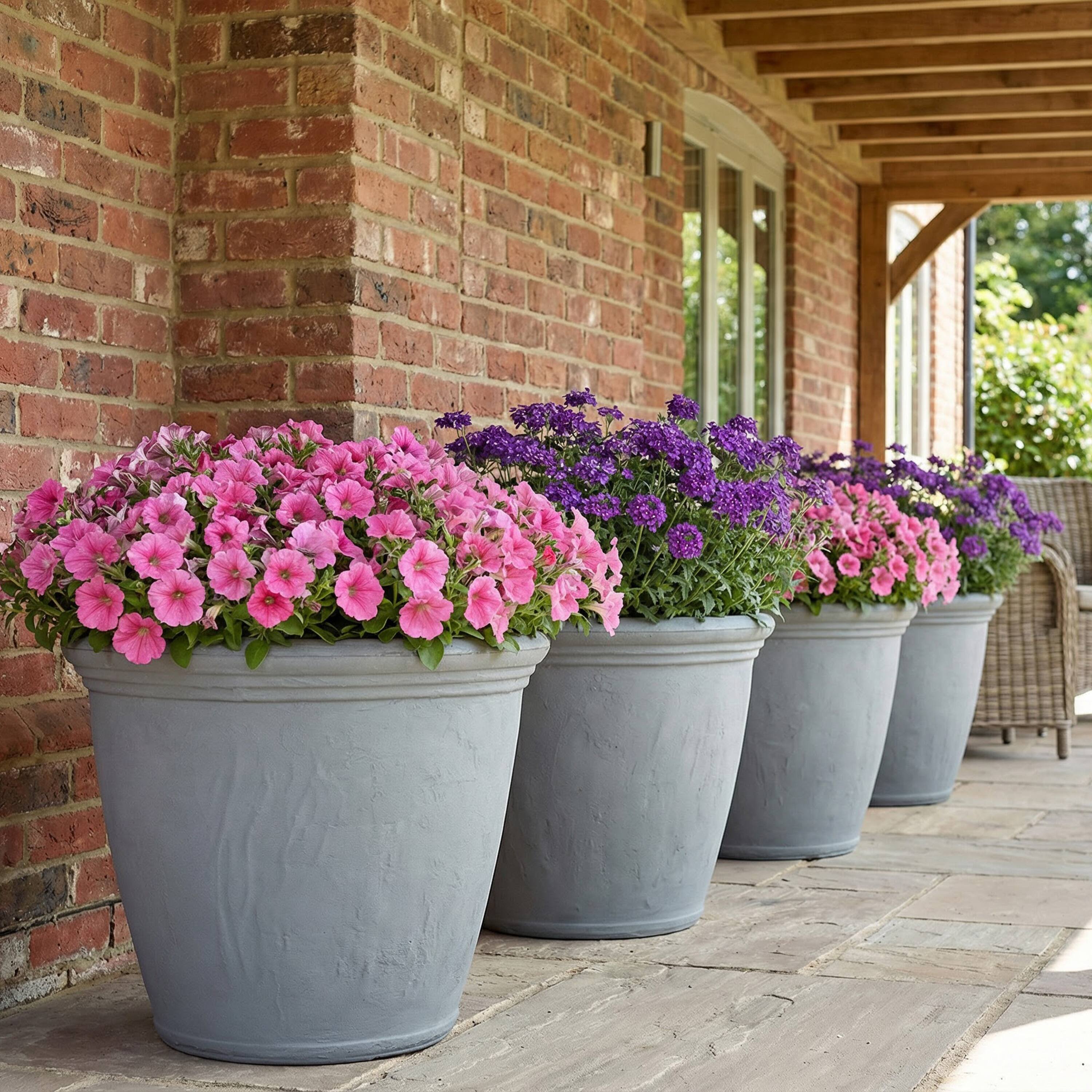 Alt View 7. Sunnydaze - 20 in Anjelica Dual-Wall Polyresin Planter - Set of 2 - Light Gray.