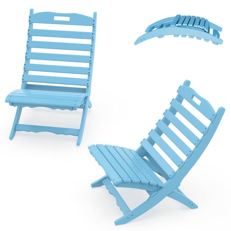 Front. FODINGHILL - Folding Portable Xavier Wave HDPE Adirondack Chairs Set of 2 - Arctic.