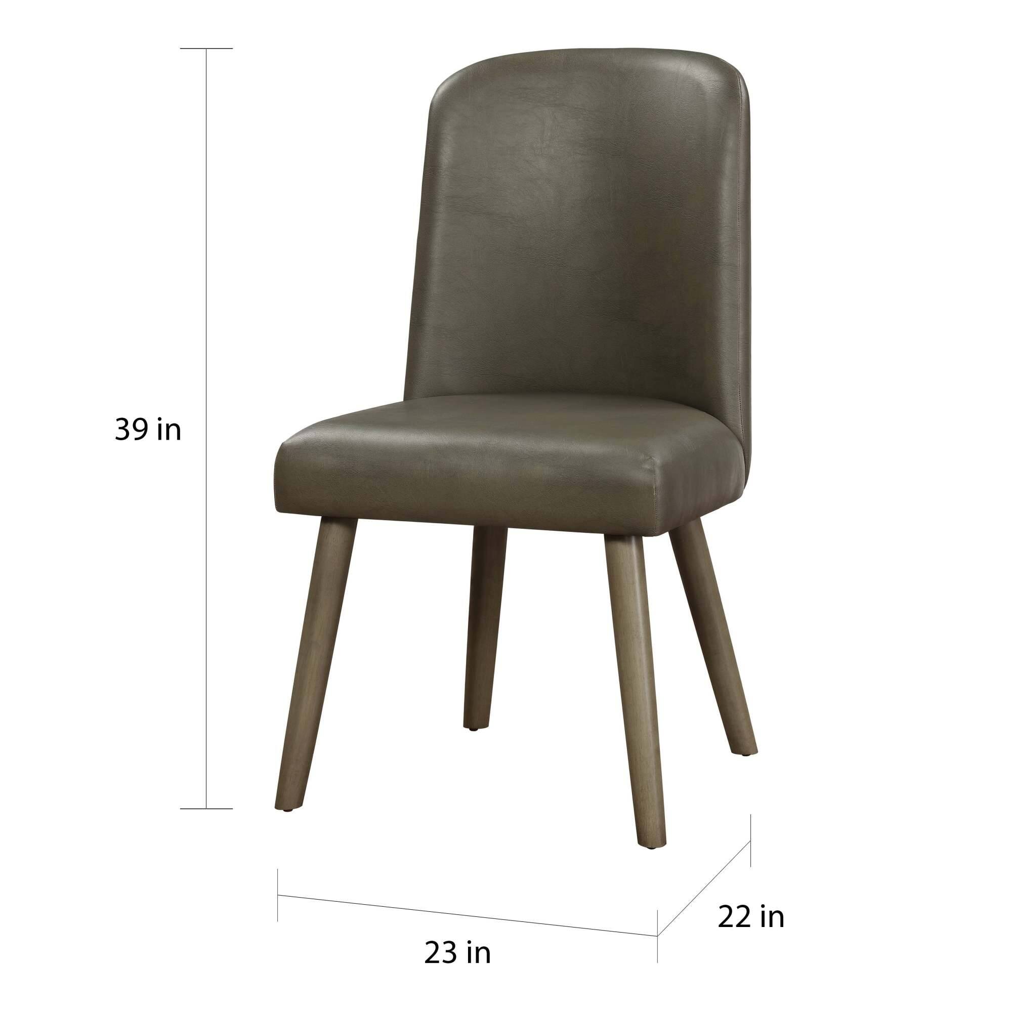 Angle. GOODSILO - Modern Synthetic Leather Side Chair with Oak Finish - High Back Armless Design for Stylish Seating, Set of 2 - Gray+Oak.