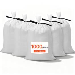 VEVOR - Empty Sandbags, 1000 Packs 16 x 26 in, Heavy Duty Sand Bags Sacks with Ties, 50lb Capacity Woven Polypropylene Sandbags - White