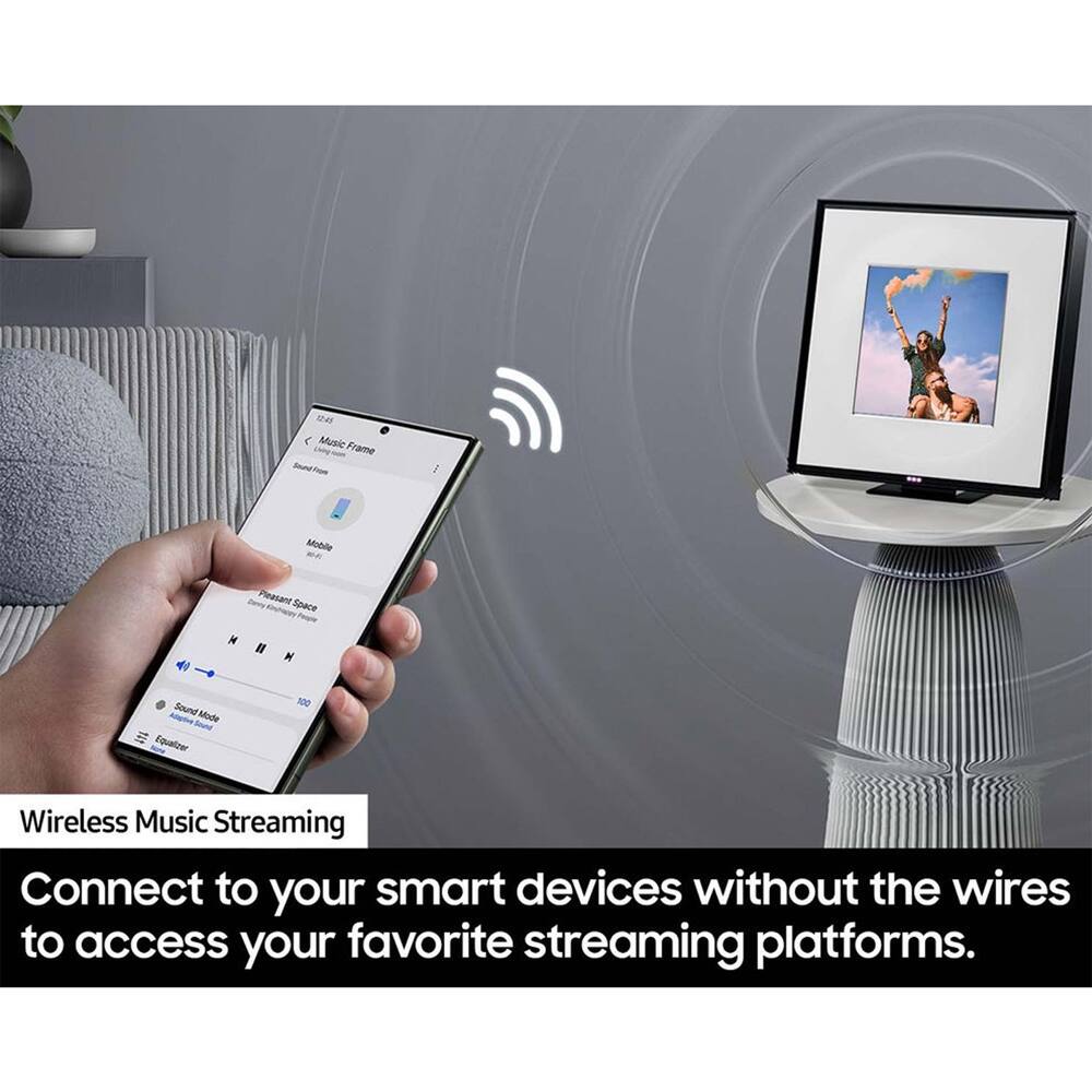 D4 Music Frame I Mobile - Pinasand Space M  
Sound Adaptive Board Equalizer 100  
Wireless Music Streaming  
Connect to your smart devices without the wires to access your favorite streaming platforms.