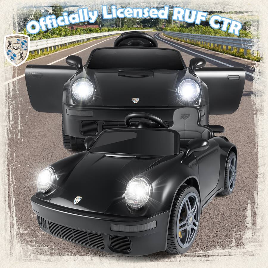 Led Car Ruf Gymax 12V Licensed RUF CTR Kids' Electric Vehicle w/Remote Control LED ...