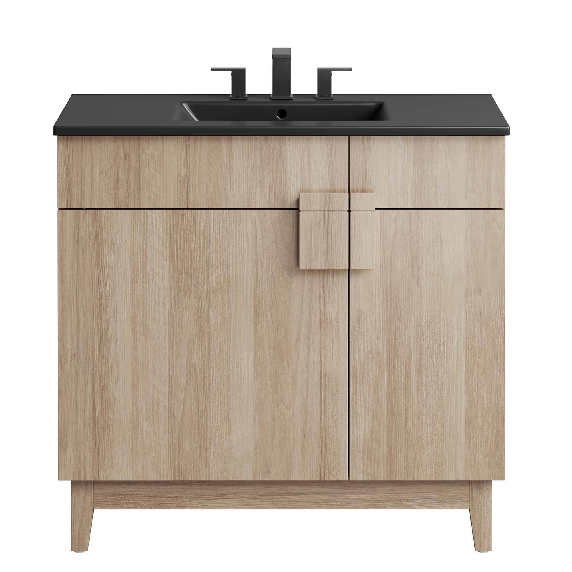 Alt View 4. Modway - Miles Bathroom Vanity Basin Included by Modway - Black Oak.