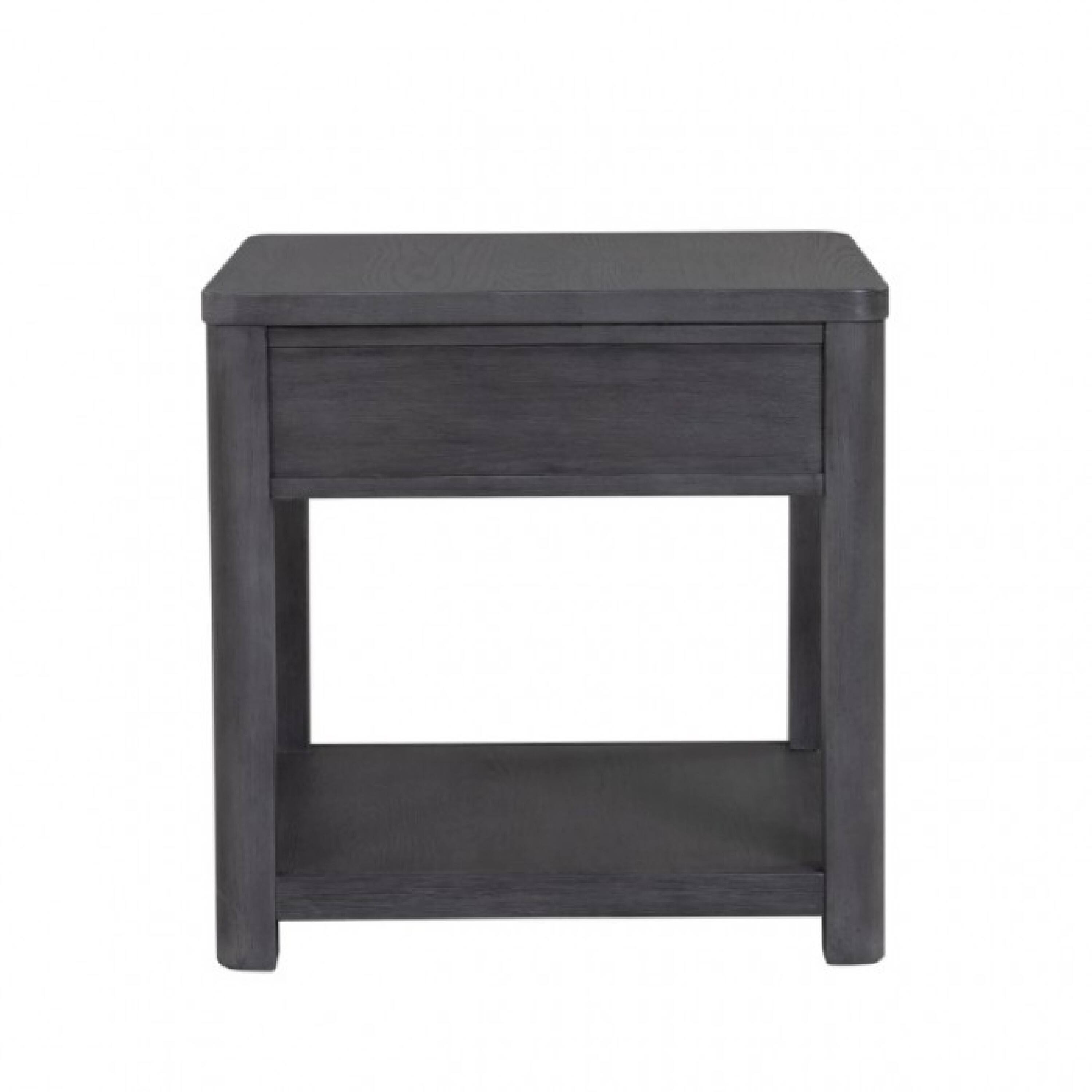 Alt View 1. Manhattan Lane - Zoko Side End Table, 1 Drawer, 1 Shelf, Ash Gray Rubberwood, 24 Inch - Ash Gray.