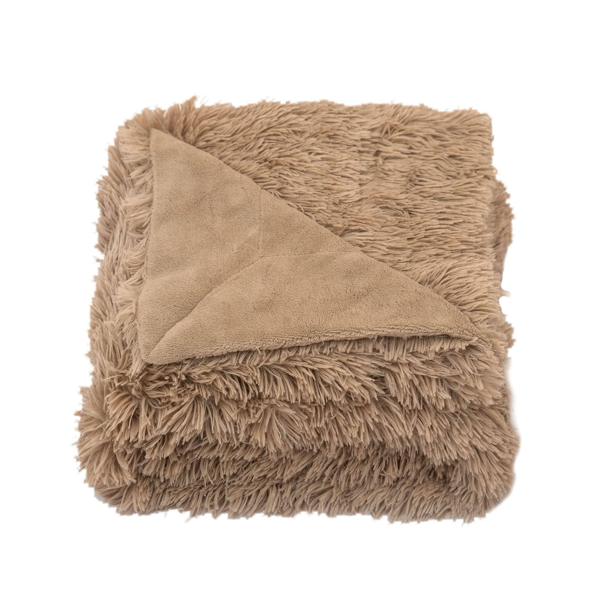 Alt View 5. Cheer Collection - Reversible Faux Fur Long Shaggy Hair Accent Throw Blanket 50"x60" - Taupe.