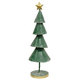 BreeBe - Distressed Textured Metal Christmas Tree 14" - Green