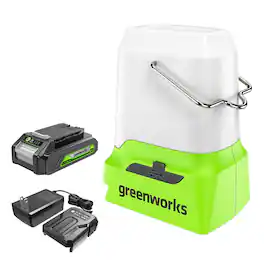 Greenworks - 24V Lantern Cordless 500lm Camping Light - 2.0Ah Battery and Charger