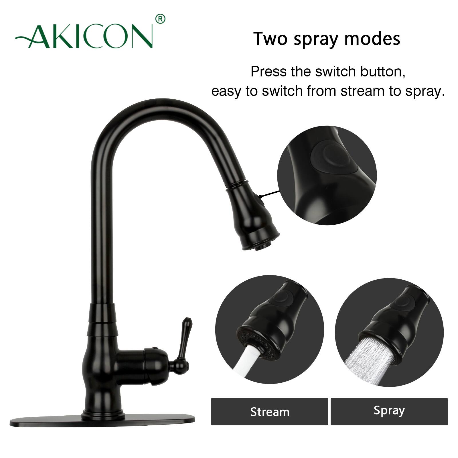 AKICON®

Two spray modes

Press the switch button, easy to switch from stream to spray.

Stream Spray
