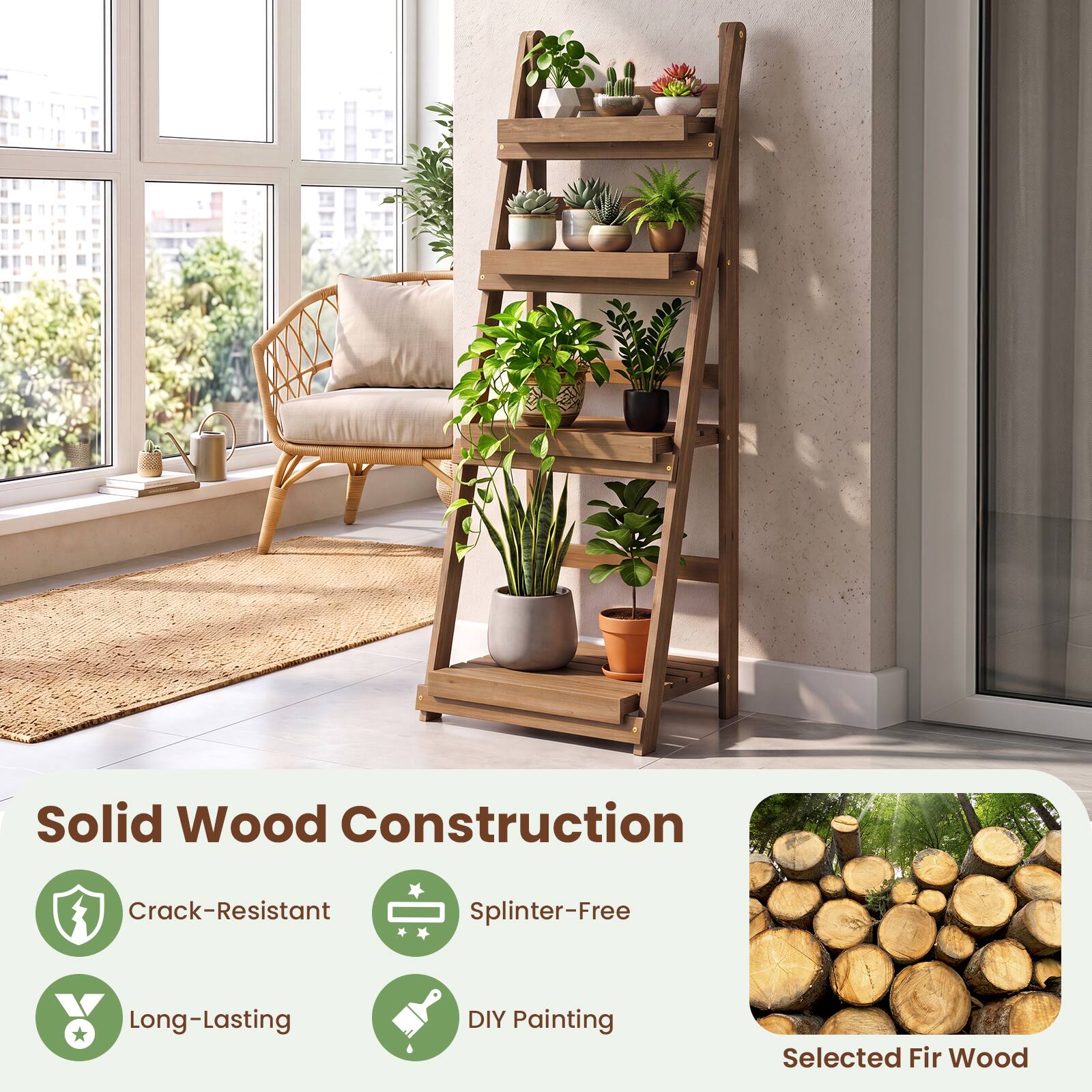 Solid Wood Construction  
Crack-Resistant  
Splinter-Free  
Long-Lasting  
DIY Painting  
Selected Fir Wood