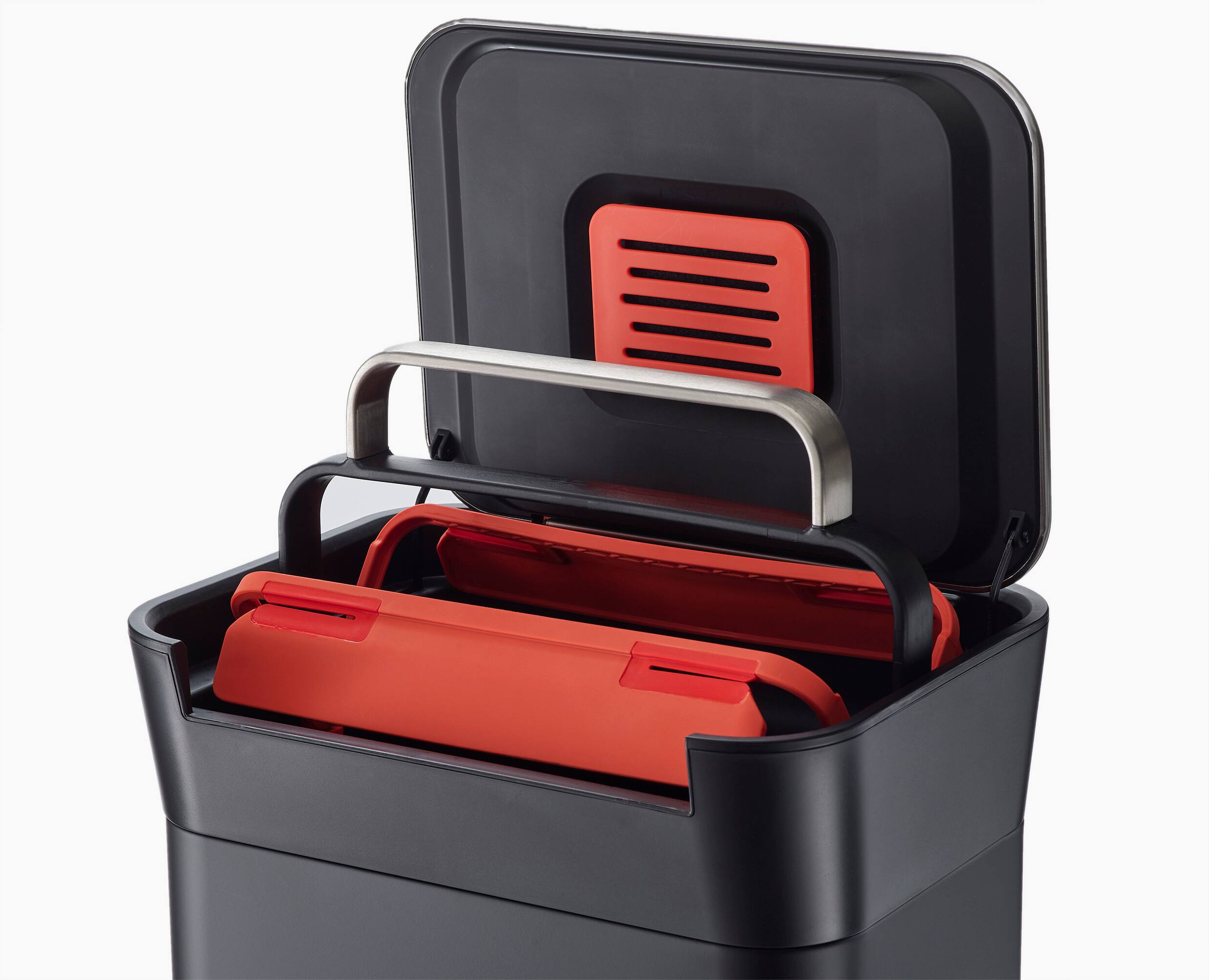 Alt View 4. Joseph Joseph - Titan 30-liter Trash Compactor with Integrated Odor Control - Black.