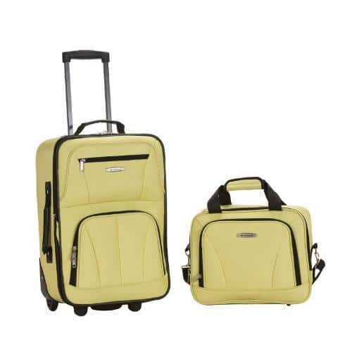 Dapper Styles - Fashion Softside Upright Luggage Set Black gray 2-piece - Lime-2-Piece Set (14/19)