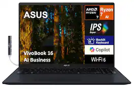 ASUS - VivoBook 16 Laptop 16.0 WUXGA (AMD Ryzen AI 7 350, 16GB DDR5, 512GB SSD, Win 11 Home) w/USB Hub