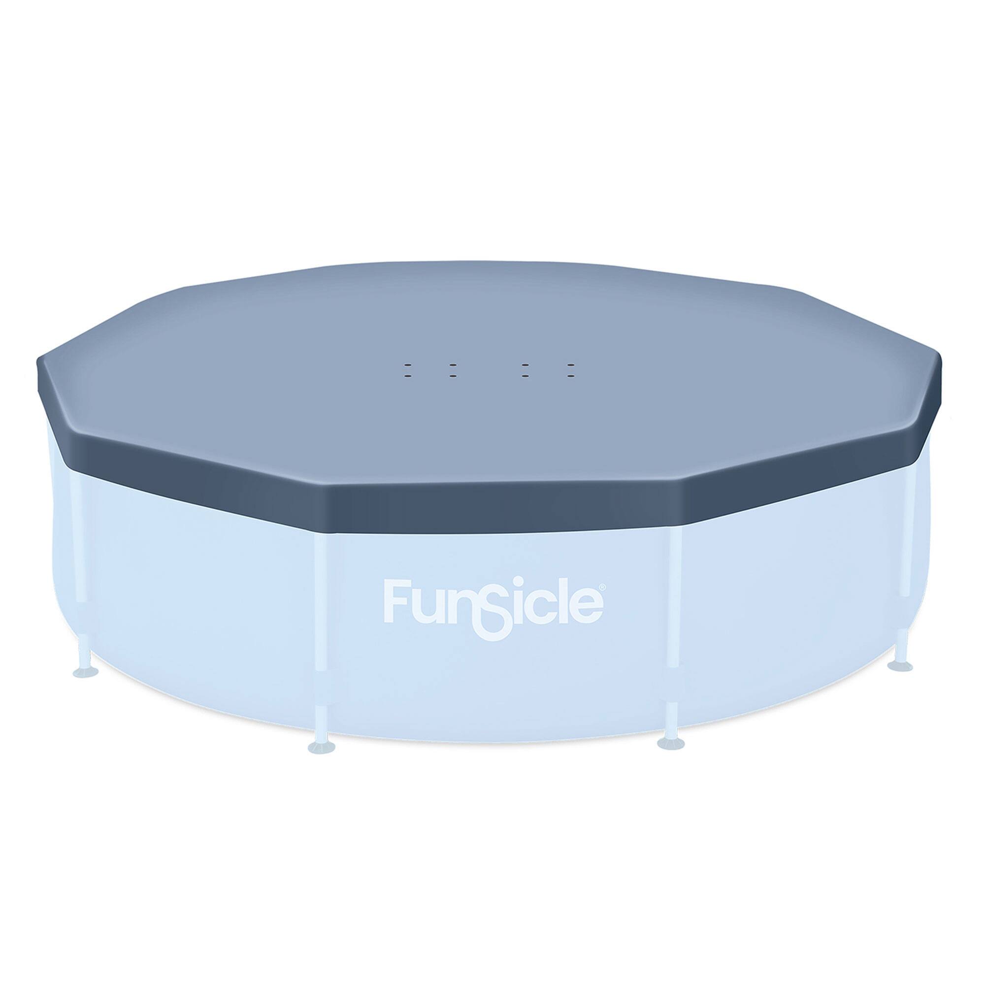 Alt View 1. Funsicle - Funsicle 10' x 30" Outdoor Activity Round Frame Pool with 10' Debris Cover, Blue - Blue/Gray.