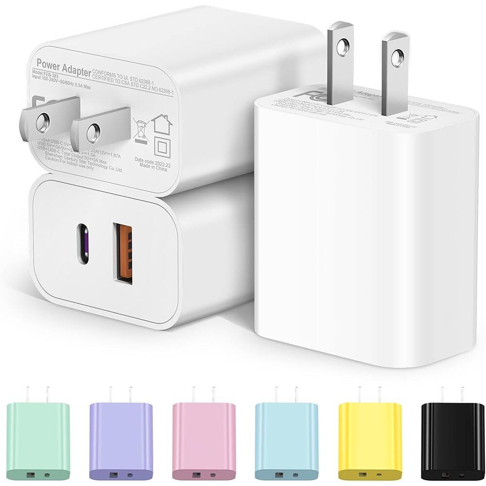 Power Adapter  
Model: FEB-333  
Input: 100-240V~50/60Hz 0.5A Max  
Output: USB-C 5V/3A, USB-A 5V/2A  
Shenzhen Century Technology Co., Ltd.  
Conforms to UL STD 62686-1  
Certified to CSA STD C222 No. 62686-1  
Date code: 2022.22  
Made in China  

Caution: For indoor use only