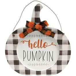 BreeBe - *Hello Pumpkin Hanging Buffalo Check Pumpkin - White, Red, Black