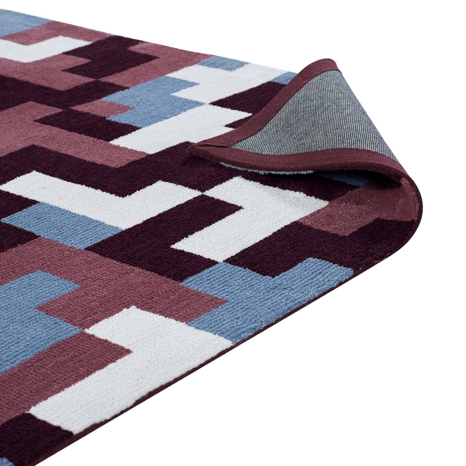Alt View 3. Modway - Andela Interlocking Block Mosaic Area Rug - Multicolored Red and Light Blue.