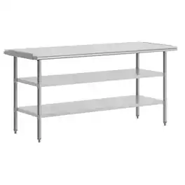 Flash Furniture - Reader Portable Prep and Work Table with NSF Certified 18 Gauge Stainless Steel Top Shelf with Poly Cutting Board and 2 - Gray