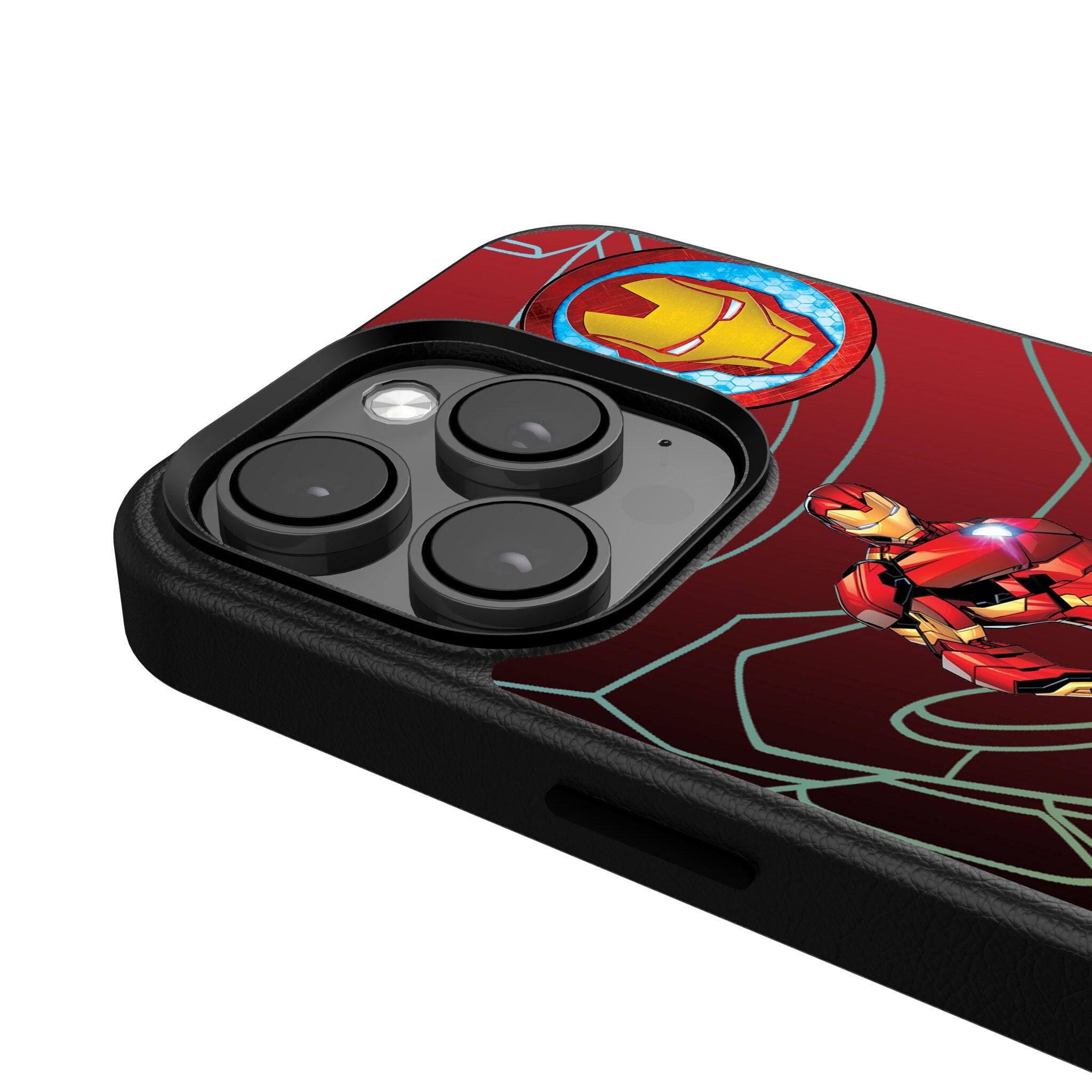 Left. Keyscaper - Marvel MechLine MagSafe Compatible Phone Case - Apple iPhone 14 - Iron Man.