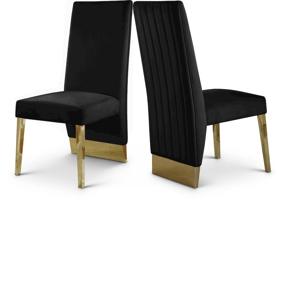 Meridian Furniture - Porsha Velvet Dining Chair, Set of 2 - Black