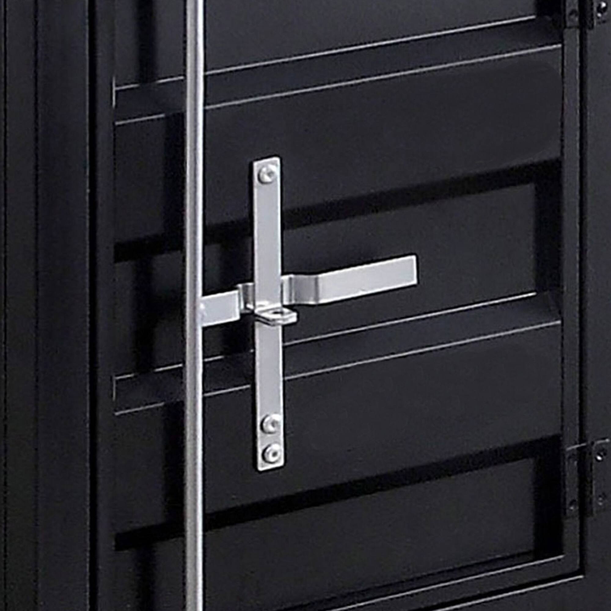 Alt View 3. Manhattan Lane - Industrial Style End Table with Sliding Door Storage - Black.