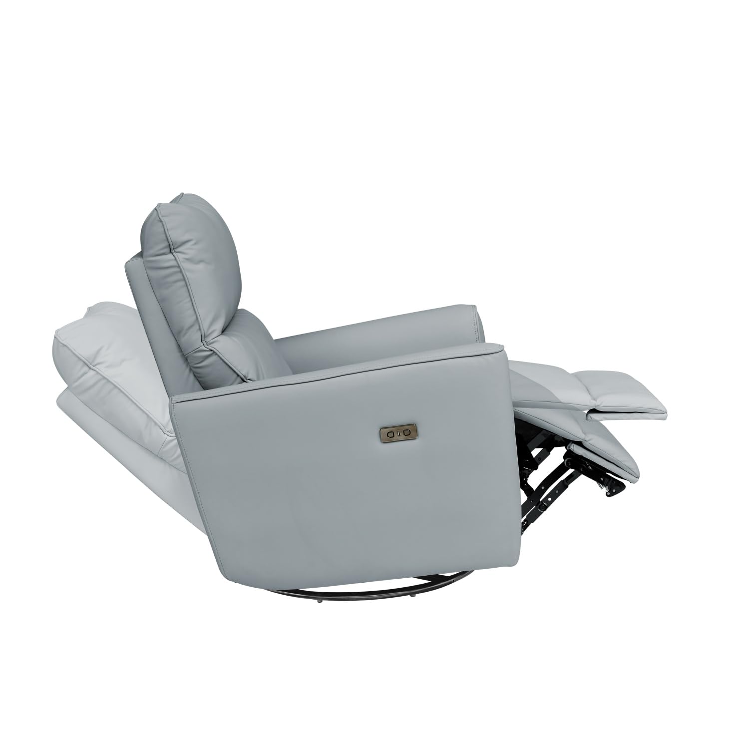 Back. Homhougo - Power Recliner Chair Swivel Rocking Glider PU Leather Upholstered Glider Recliner Nursery Chair - Gray.