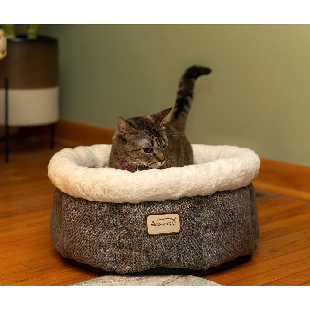 Alt View 1. Armarkat - Cozy Cat Bed In Beige And Gray - Beige.