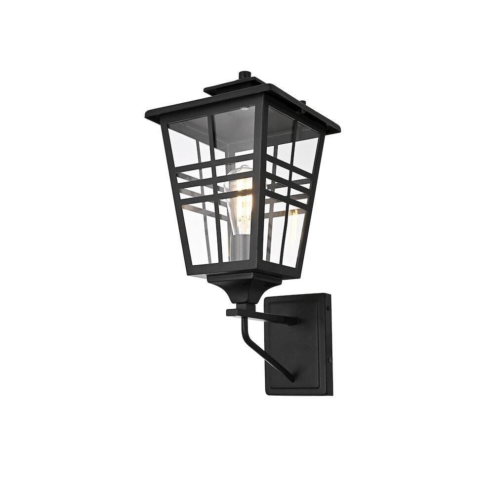 Left. Elegant Lighting - Macon 8.5 Inch Outdoor Wall Sconce In Black - Black.