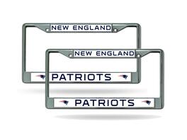 Rico Industries - New England Football Patriots Chrome Metal License Plate Frame - Set of 2 Frames - Multi