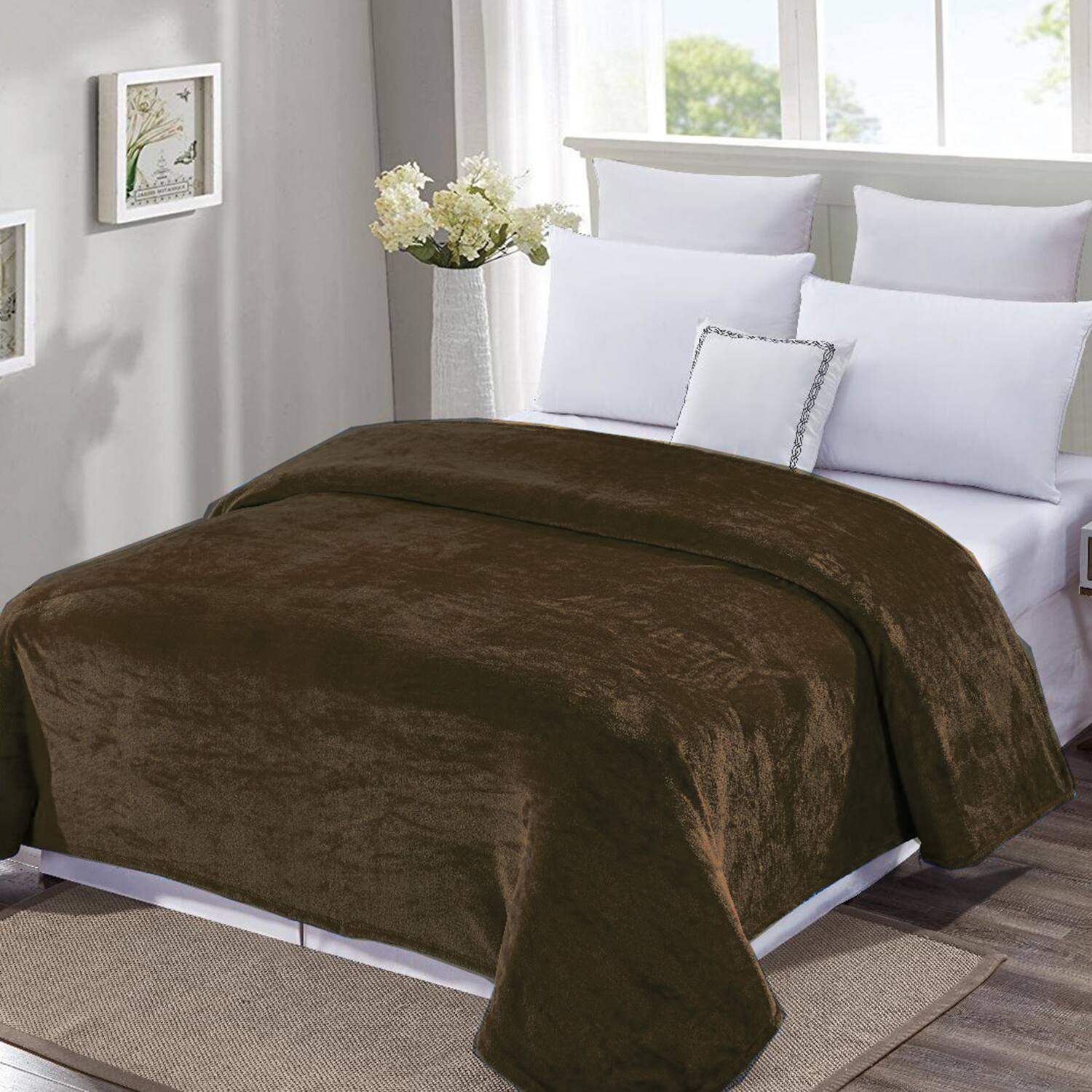Alt View 1. Noble House - Plazatex Micro Plush Solid Parteen Soft Comfortable and Lightweight All Seasons Blanket Twin Chocolate - Chocolate.