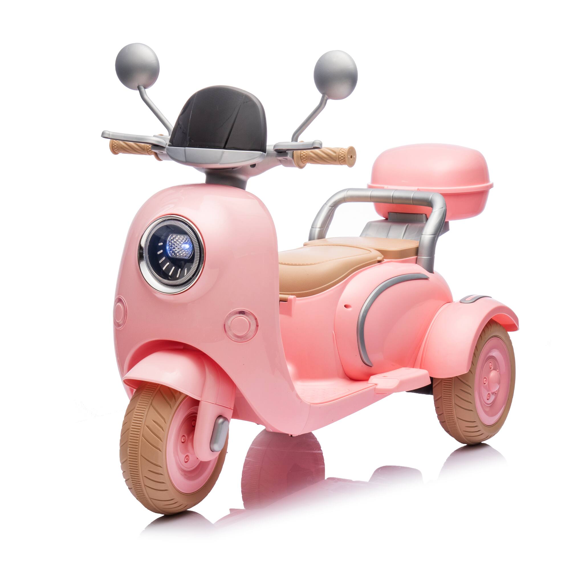 Alt View 4. ELEMENT ACE - Two-Seater Electric Motorcycle for Kids 3-6, Three-Wheel Ride-On Toy w/ Music, Bluetooth, USB, Trunk & Adult Seat - Pink.