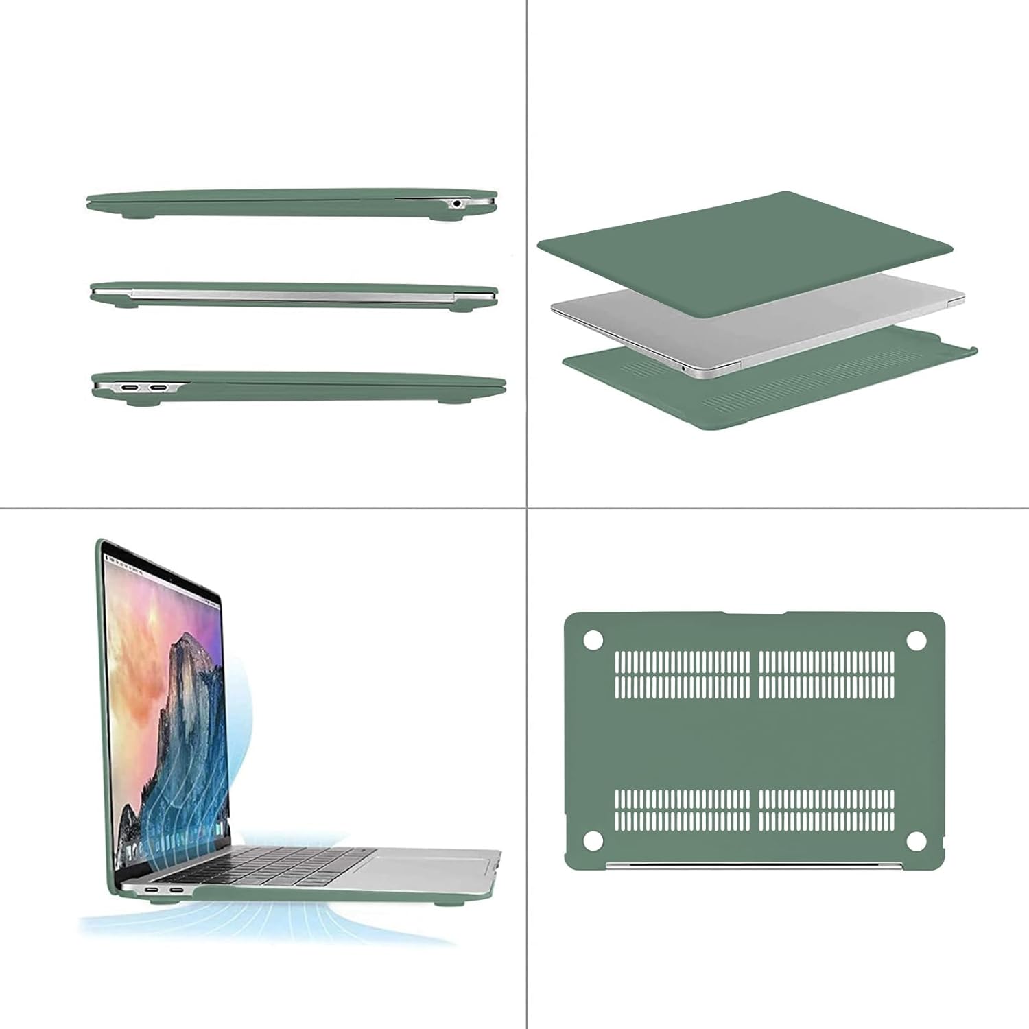 Alt View 1. mosiso - Case for MacBook Air 13 inch A2337 M1 A2179 A1932 with Touch ID 2018-2022 - Emerald Green.