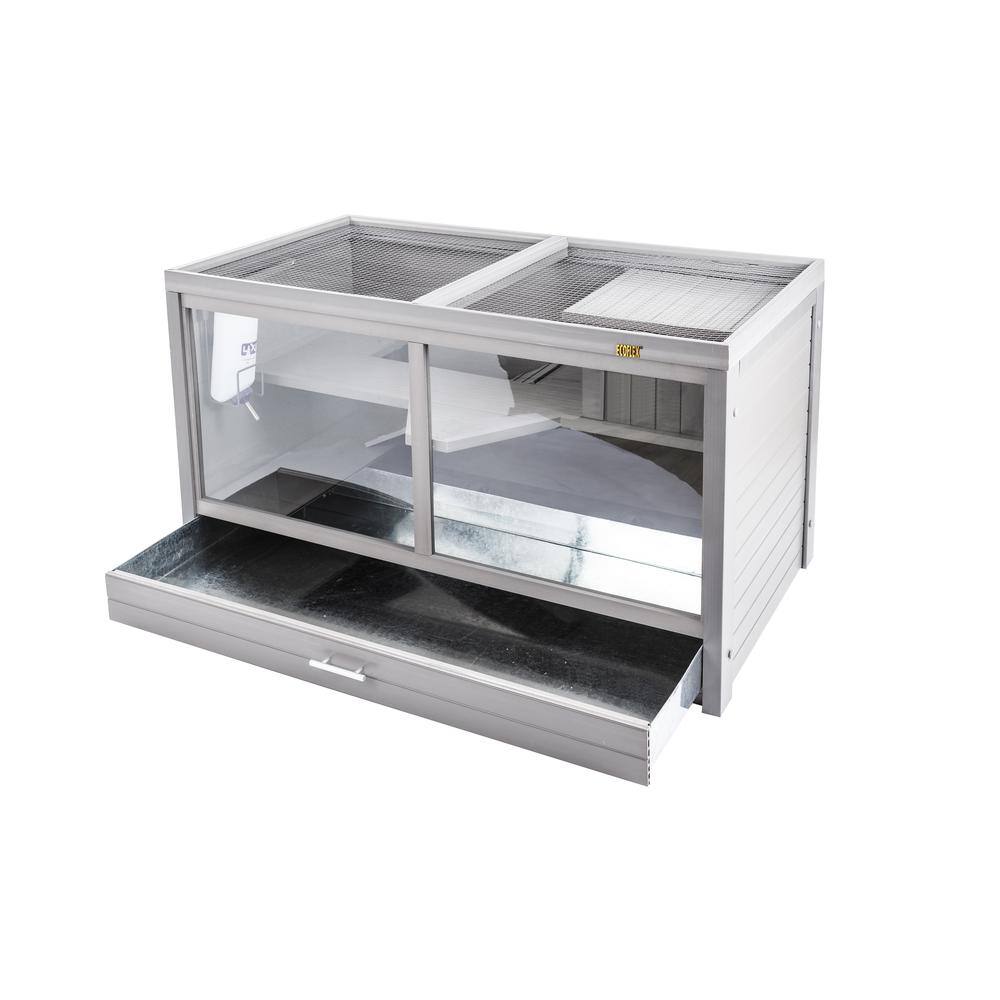 Back. New Age Pet - ECOFLEX Jumbo Park Avenue Indoor Rabbit Hutch-Nantucket Grey - Grey.