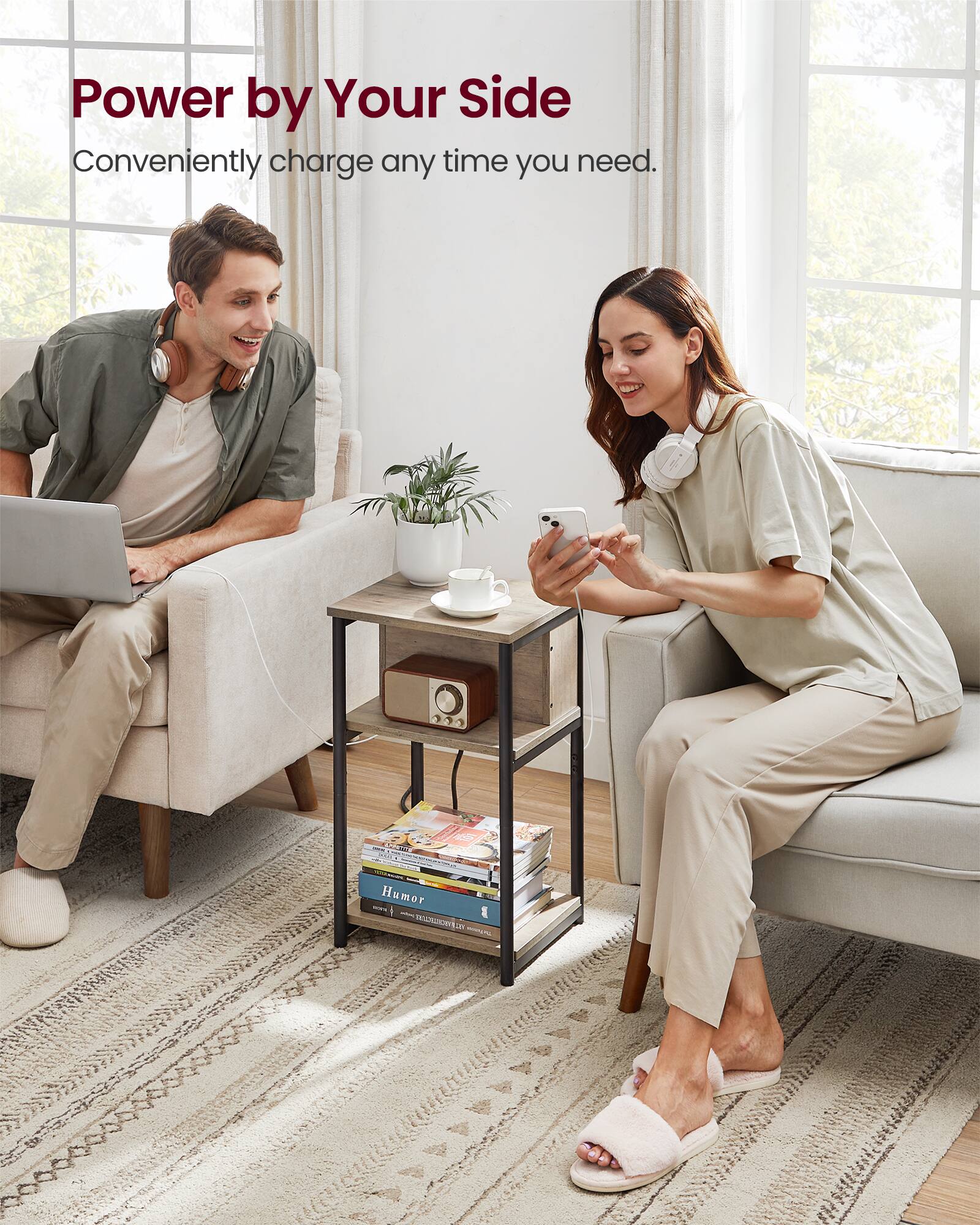 Power by Your Side  
Conveniently charge any time you need.