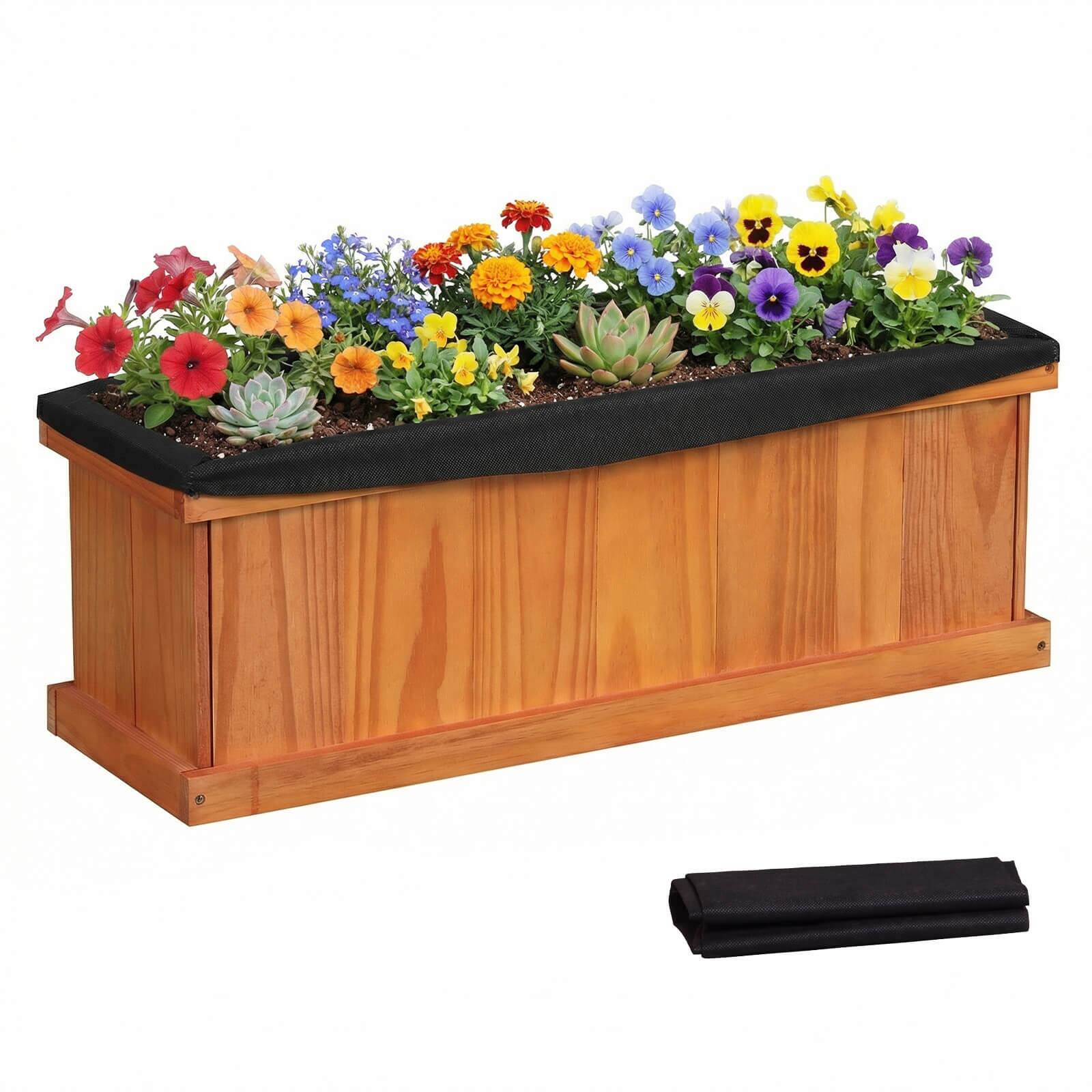 Costway - 1 PCS Wood Raised Garden Bed with Drainage Holes & Liner for Flowers Vegetables Herbs - Orange price history on PriceWatchPro
