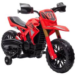 Qaba - Kids Motorcycle, 6V Battery Dirt Bike with Training Wheels, Horn&Start Sound, Electric Motorbike for 3-8